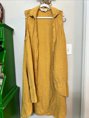 Paper Lace Mustard Long Vest